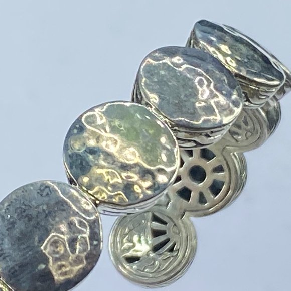 John Hardy Silver & 18K Yellow Gold Dot Hammered Flex Cuff bracelet 38.5g JR7124 - Picture 7 of 12